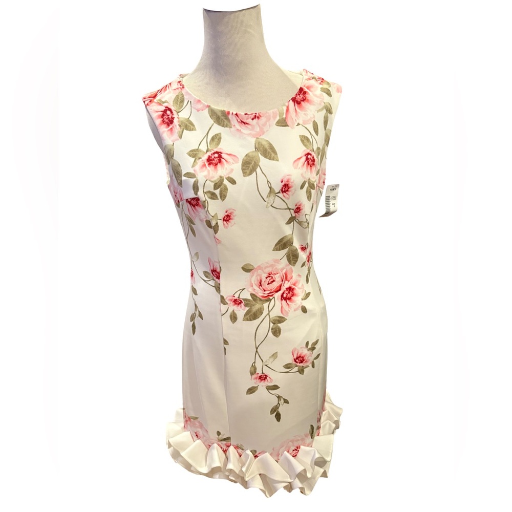 Donna Ricco Zip up Floral Sleeveless Dress with Ruffle Hem — Size 4